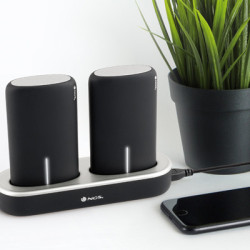 Kit Station de charge NGS TwinPeaks avec 2x Batteries USB 5000 mAh pour smartphones (Noir Gris)