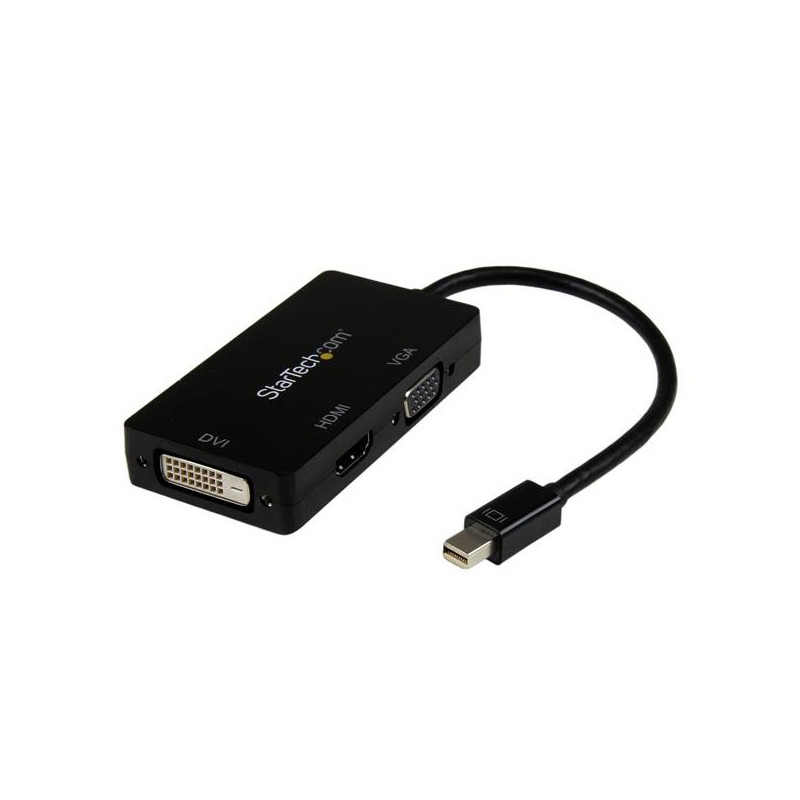 Câble adaptateur Startech Mini DisplayPort mâle 1.2 vers HDMI femelle (Type A), VGA et DVI 15cm (Noir)