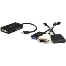 Câble adaptateur Startech Mini DisplayPort mâle 1.2 vers HDMI femelle (Type A), VGA et DVI 15cm (Noir)