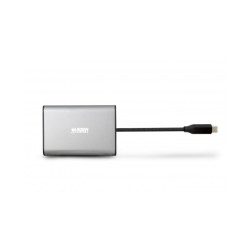 Adaptateur USB-C Urban Factory Hubee vers HDMI + Display Port + RJ45 + Lecteur de Carte Micro SD SD et Hub 2 ports