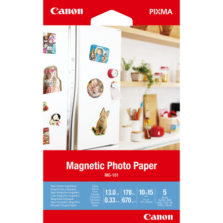 Lot de 5 feuilles Papier Photo magnétique Canon MG-101 10x15cm 670g m²