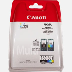 Pack 2 cartouches d'encre Canon PG-560 CL-561 (Couleurs + Noir)