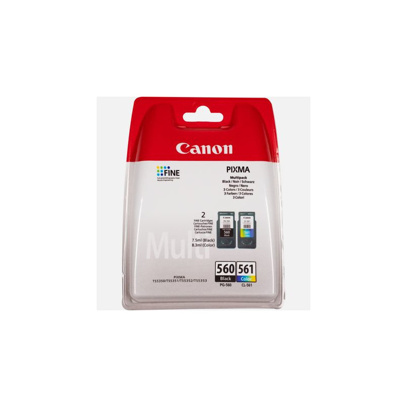 Pack 2 cartouches d'encre Canon PG-560 CL-561 (Couleurs + Noir)