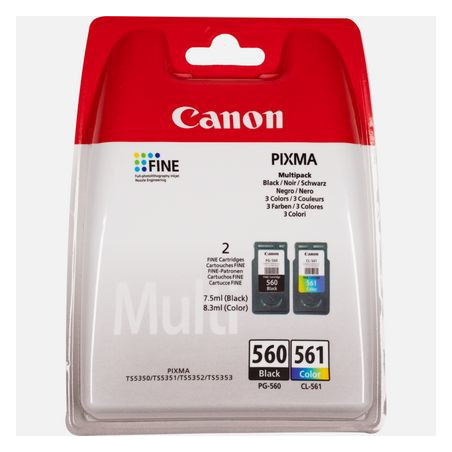 Pack 2 cartouches d'encre Canon PG-560 CL-561 (Couleurs + Noir)