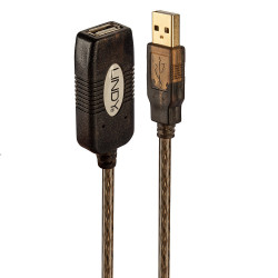 Rallonge USB 2.0 amplifiée Lindy - 20m M F (Noir)