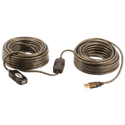 Rallonge USB 2.0 amplifiée Lindy - 20m M F (Noir)