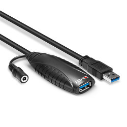 Rallonge USB 3.0 amplifiée Lindy - 10m M F (Noir)