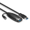 Rallonge USB 3.0 amplifiée Lindy - 10m M F (Noir)