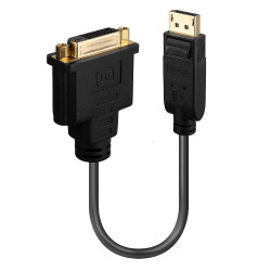 Câble adaptateur Lindy DisplayPort mâle 1.2 vers DVI-D femelle 15cm (Noir)
