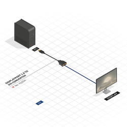Câble adaptateur Lindy DisplayPort mâle 1.2 vers DVI-D femelle 15cm (Noir)