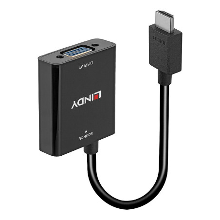 Convertisseur Lindy HDMI mâle (Type A) 1.3 vers VGA femelle (D-sub DE-15) 10cm (Noir)