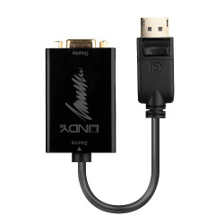 Convertisseur Lindy DisplayPort mâle vers VGA femelle (D-sub DE-15) 15cm (Noir)