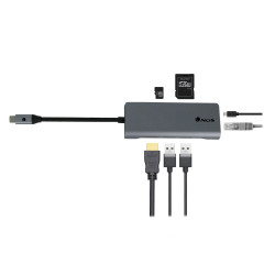 Adaptateur USB 3.0 Type C NGS Wonder Dock 7 vers HDMI + RJ45 + USB-C + Micro SD - TF et Hub 2 ports