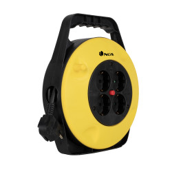 Rallonge électrique Enrouleur 4 prises NGS Grid Round 10m (Noir Jaune)