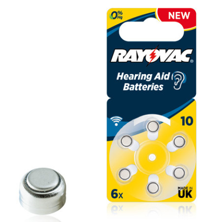 Lot de 6 piles Rayovac A10 (PR70) 1,4V