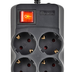 Multiprise Surtension NGS Surge Pole 800 - 8 prises + Interrupteur 1,50m (Noir)