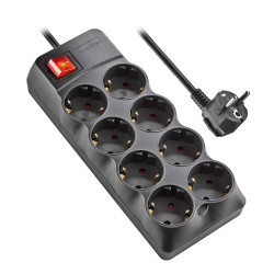 Multiprise Surtension NGS Surge Pole 800 - 8 prises + Interrupteur 1,50m (Noir)