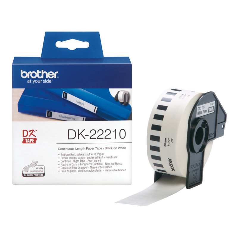 Rouleau de papier adhésif Brother DK-22210 - 29mmx30m (Blanc)