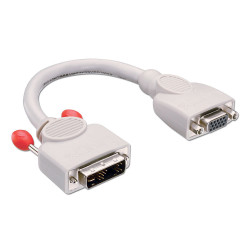 Câble adaptateur Lindy DVI-I mâle vers VGA femelle (D-sub DE-15) 20cm (Blanc)