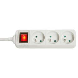 Multiprise 3 prises Lindy + Interrupteur 1.50m (Blanc)