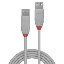 Cable Lindy USB 2.0 type A M F 3m (Gris)