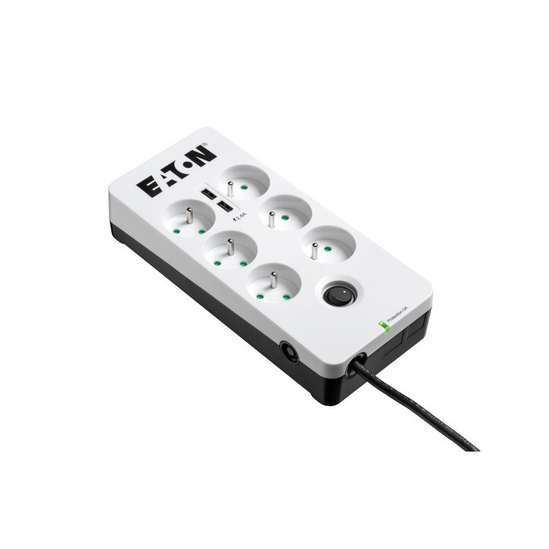 Multiprise Surtension Eaton Protection Box 6 prises + USB (Blanc)