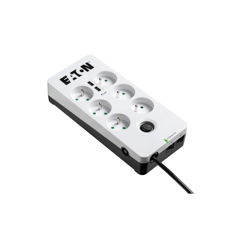 Multiprise Surtension Eaton Protection Box 6 prises + USB (Blanc)