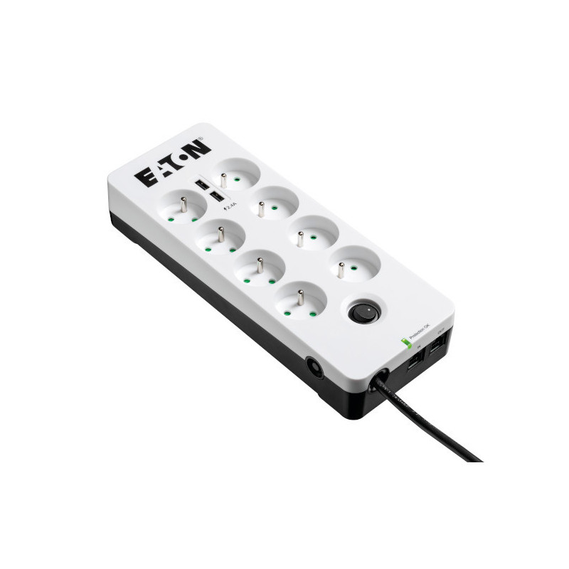 Multiprise Surtension Eaton Protection Box 8 prises + USB (Blanc)