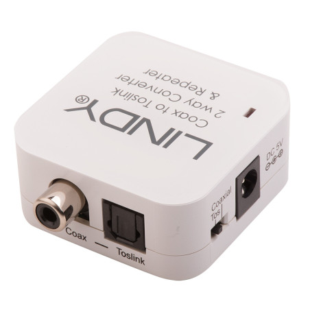 Convertisseur Lindy Coaxial vers Optique Toslink (Blanc)
