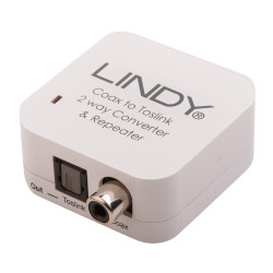 Convertisseur Lindy Coaxial vers Optique Toslink (Blanc)
