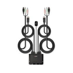 Switch KVM Lindy 2 voies DisplayPort + USB 2.0 + Jack 3,5mm (Noir)