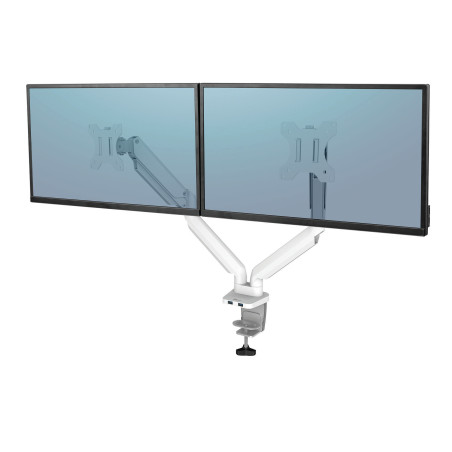 Support Double Ecran à poser Fellowes Platinium jusqu'à 27" (9 kg max écran) (Blanc)