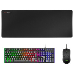 Pack 3 en 1 Gamer (Clavier Souris Tapis) Mars Gaming MCPX RGB (Noir)