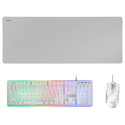 Pack 3 en 1 Gamer (Clavier Souris Tapis) Mars Gaming MCPX RGB (Blanc)