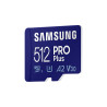 CARTE MEMOIRE SAMSUNG 512G MICRO SD PRO PLUS avec adaptateur SD 4K classe 10 MB-