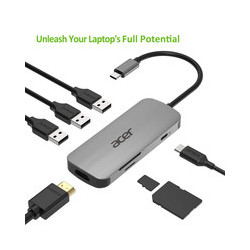 Adaptateur Type-C 7-en-1 Acer 3x USB 3.0 1x HDMI 4K 1x Type-C PD 1x Carte SD 1x 