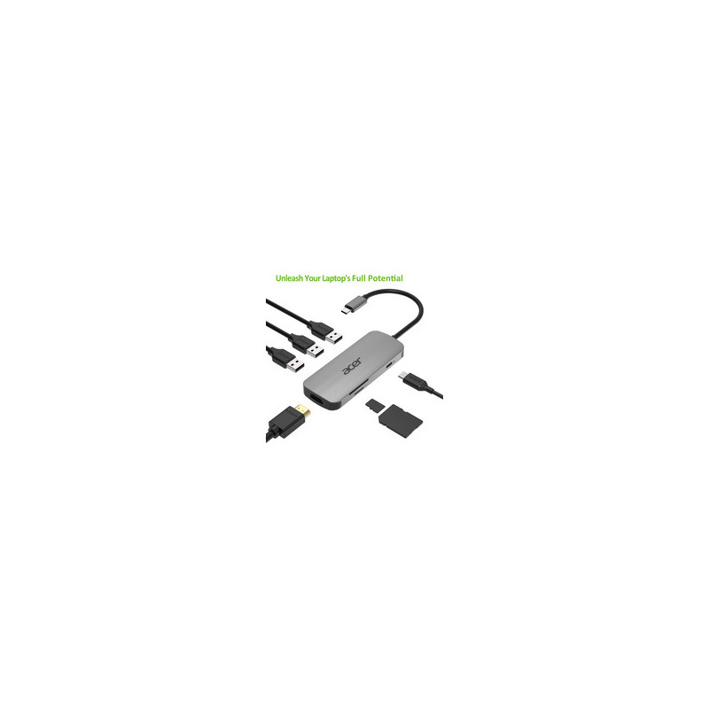 Adaptateur Type-C 7-en-1 Acer 3x USB 3.0 1x HDMI 4K 1x Type-C PD 1x Carte SD 1x 