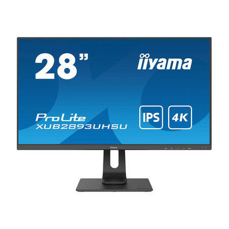 Ecran IIYAMA 28 Noir dalle IPS 16 9  3840x2160 300cd m2 3ms DisplayPort HDMI HP