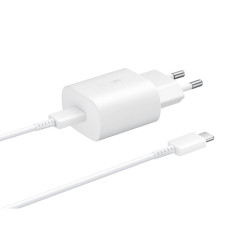 CHARGEUR SECTEUR ULTRA RAPIDE 25W USB Type-C to Type-C 1m Blanc avec cable SAMSU