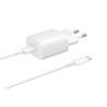 CHARGEUR SECTEUR ULTRA RAPIDE 25W USB Type-C to Type-C 1m Blanc avec cable SAMSU