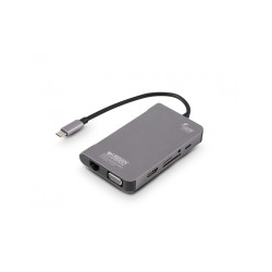 Adaptateur USB 3.0 Type C Urban Factory Hubee Plus vers HDMI + VGA + RJ45 Gigabit + Micro SD et USB