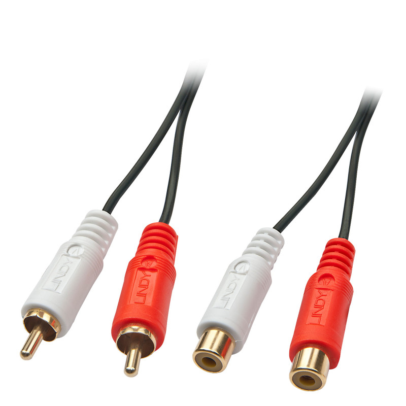 Rallonge Cable Lindy 2x RCA M F 2m (Noir) Rallonge Cable Lindy 2x RCA M F 2m (Noir)