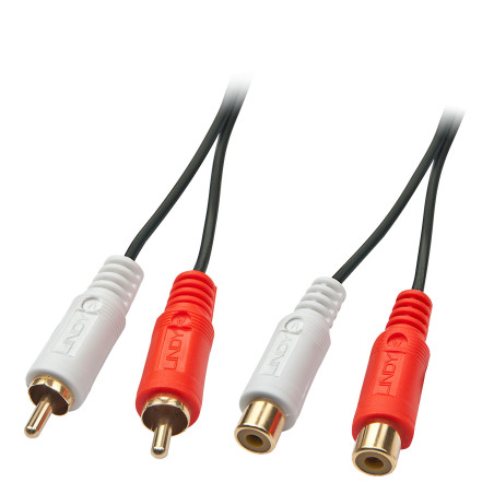 Rallonge Cable Lindy 2x RCA M F 2m (Noir)