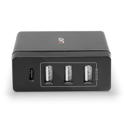 Chargeur secteur Lindy 3xUSB A & 1x USB C 72W (Noir)