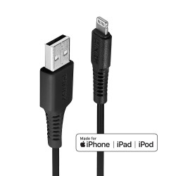 Câble USB A Lindy vers Lightning 50cm (Noir)