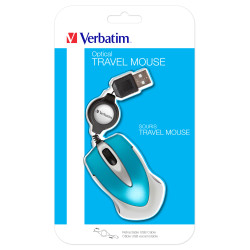 Mini Souris filaire pour portable (rétractable) Verbatim Go Mini Optical Travel (bleu)