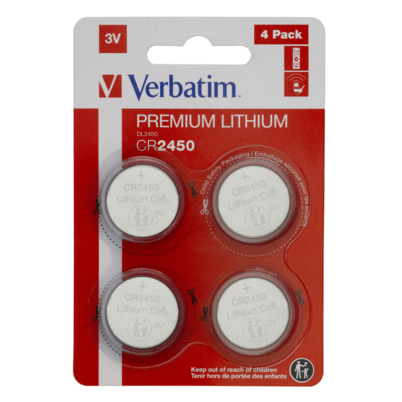 VERBATIM PILES 4X CR2450 LITHIUM 3V
