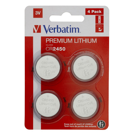 VERBATIM PILES 4X CR2450 LITHIUM 3V