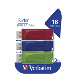 VERBATIM CLE 16GO USB 2.0 PK3 R B V