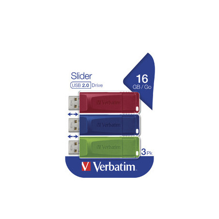 VERBATIM CLE 16GO USB 2.0 PK3 R B V